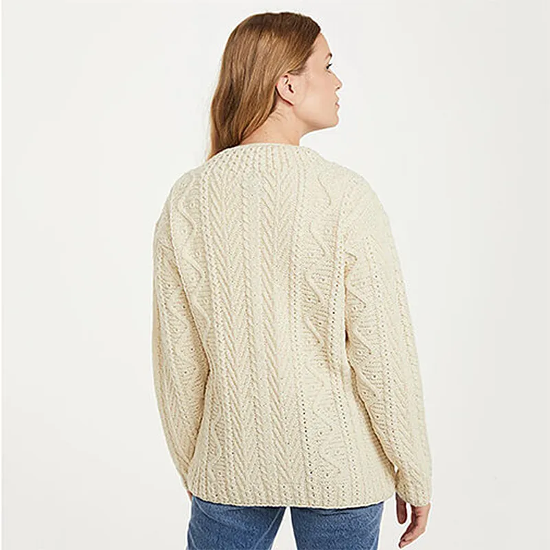 A20283 Women's Irish Merino Wool Sweater Back Side Gaelsong
