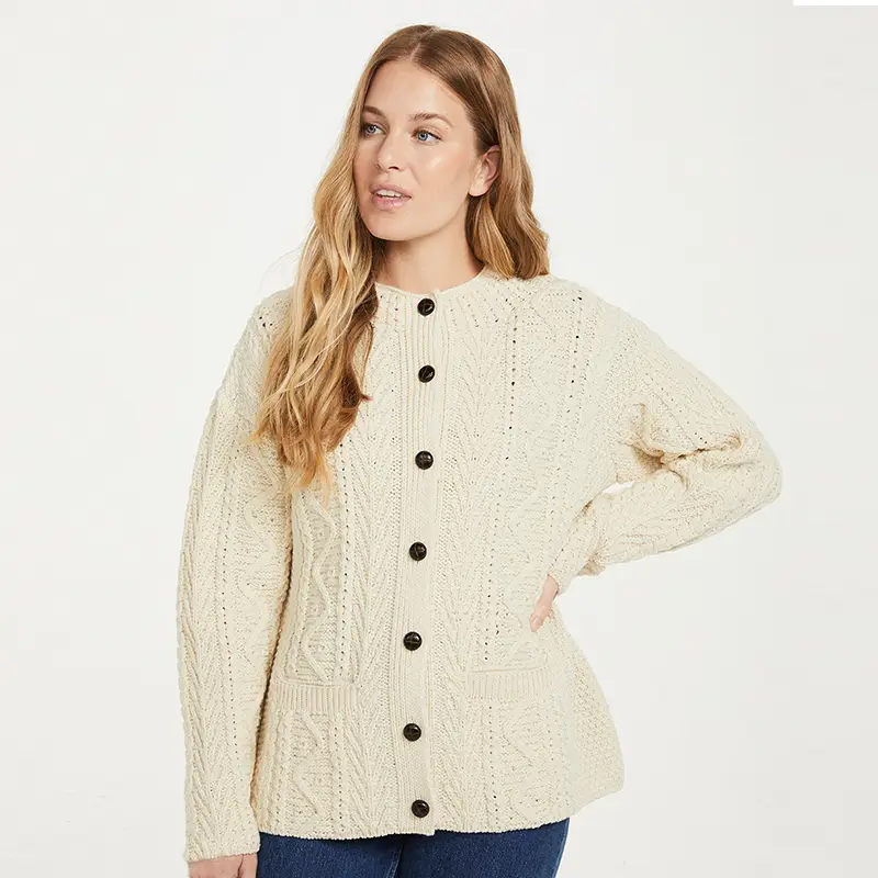 Ladies aran cardigan best sale