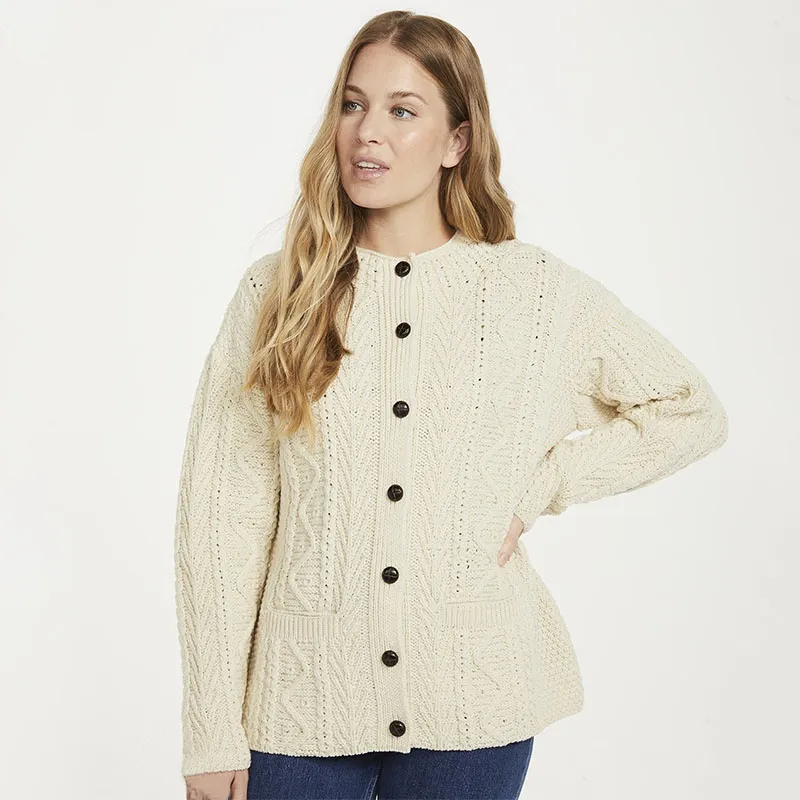 Ladies Aran Cardigan with Buttons