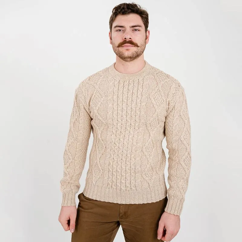 A20286 Men's Traditional Heavyweight Aran Sweater  in PARSNIP Colour Front Studio Gaelsong 