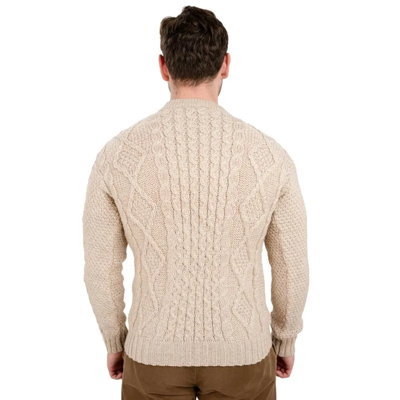 A20286 Men's Traditional Heavyweight Aran Sweater  in PARSNIP Colour Back Studio Gaelsong 