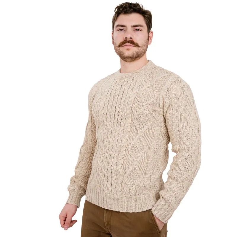 A20286 Men's Traditional Heavyweight Aran Sweater  in PARSNIP Colour Front Side  Gaelsong 