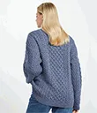 A20290DENIMMARL Merino Crew Neck Aran Sweater Back Lifestyle Gaelsong 