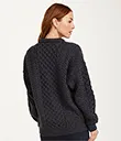 A20290DERBY Merino Crew Neck Aran Sweater Back Lifestyle Gaelsong 