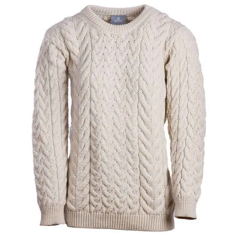 A20291 NATURAL WHITE Color Ladies Cable Knit Irish Sweater Studio Gaelsong