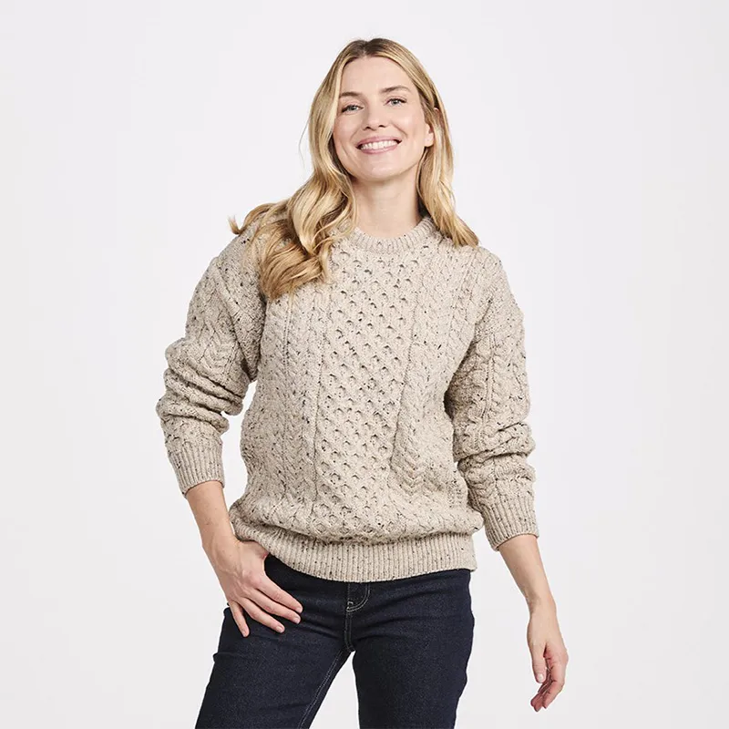 Women's Crew Neck Irish Fisherman Sweater 