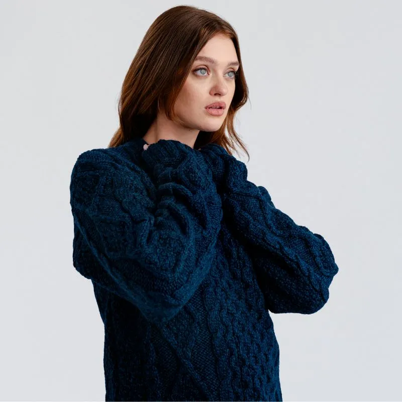 A20294 Ladies Heavyweight Aran Fisherman Sweater Navy color Gaelsong
