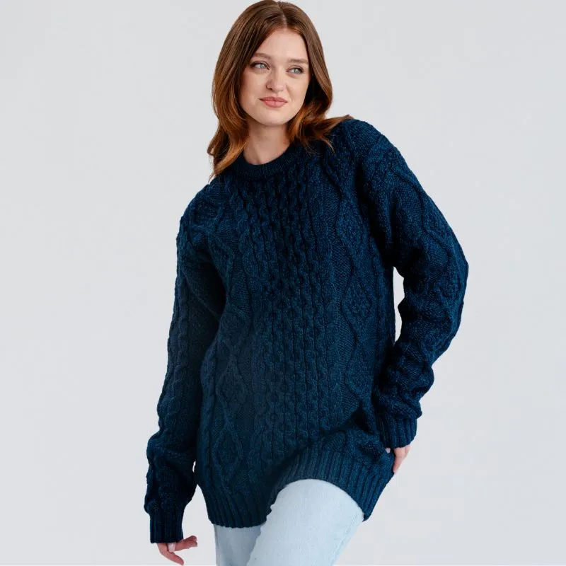 A20294 Ladies Heavyweight Aran Fisherman Sweater Navy color Gaelsong