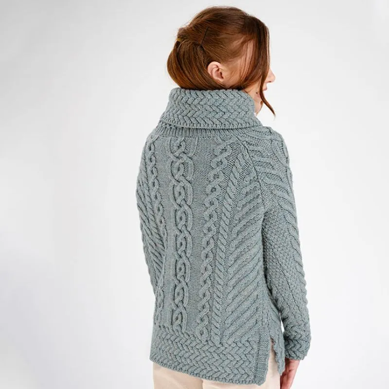 Funnel Neck Cable Knit Irish Sweater view 24