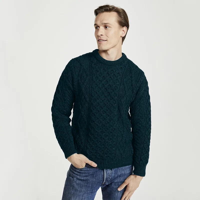A20318 MALLARD Color Mens Aran Honeycomb Fisherman Jumper Lifestyle Gaelsong