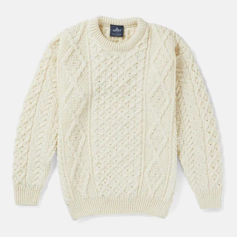 A20318 Color ARAN Mens Aran Honeycomb Fisherman Jumper Front View Gaelsong