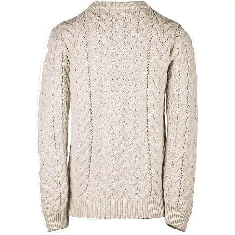 A20319 Color NATURAL WHITE Cable Knit SuperSoft Merino Wool Lumber Jacket Back Side Gaelsong
