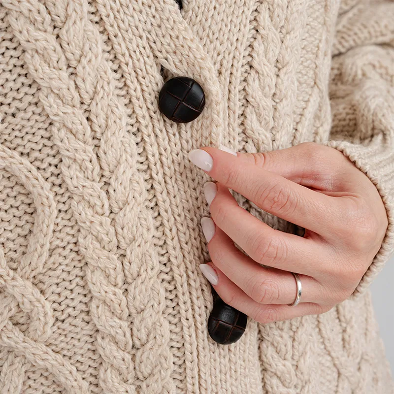 Women's Boyfriend Aran Cardigan | Cable Stitching | Gaelsong