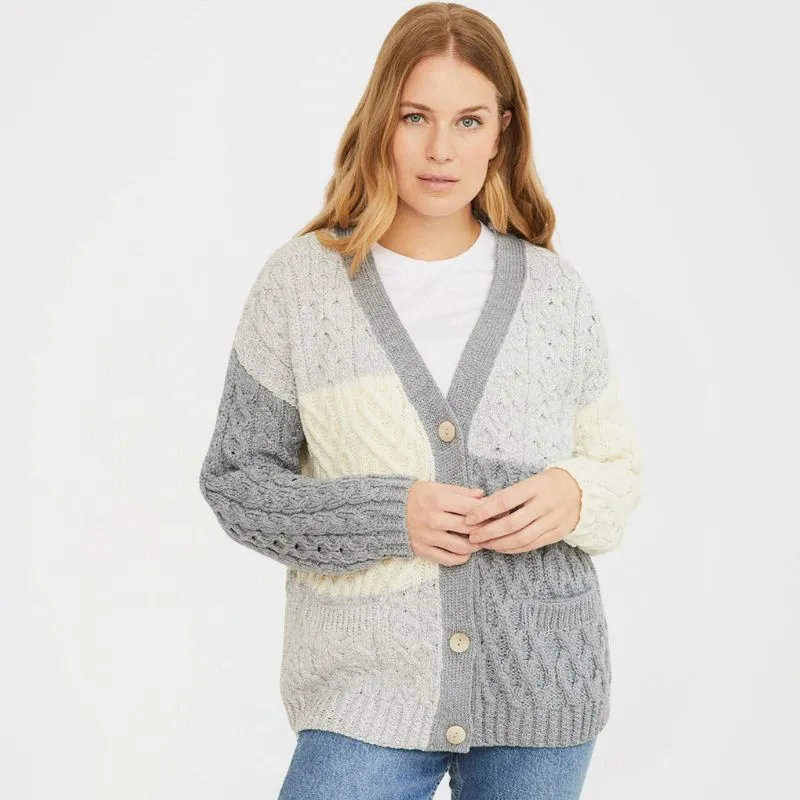 SuperSoft Merino Irish Oversized Patchwork Cardigan