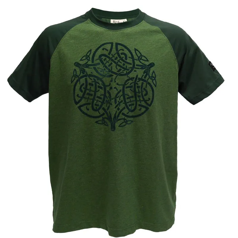 A30044 Moss Book of Kells Raglan T-Shirt Studio Gaelsong