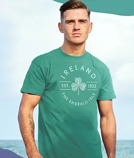 Irish Ocean Green Shamrock Print T-Shirt