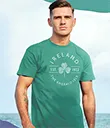 A30061 Irish Ocean Green Shamrock Print T Shirt Front Lifestyle Gaelsong 