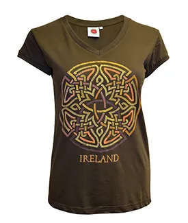 Khaki Book of Kells Designed T-Shirt