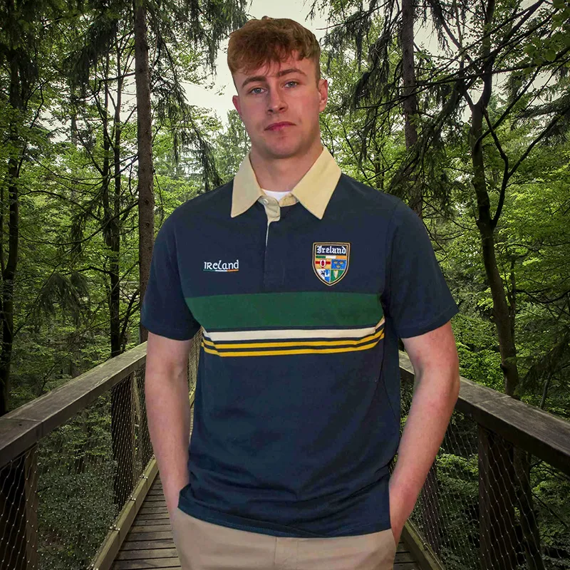 Vintage Designed Embroidered Ireland Rugby Polo Shirt