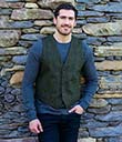 Tweed Vest Grey Irish-Woven Herringbone Gaelsong 