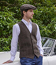Tweed Vest Brown Irish-Woven Herringbone Gaelsong 