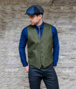 Tweed Vest Green Irish-Woven Herringbone Gaelsong 