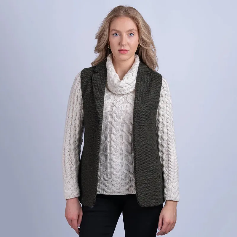 A40111 Ladies Tweed Vest Studio Gaelsong
