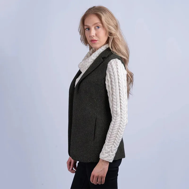 A40111 Ladies Tweed Vest Side View  Gaelsong