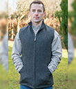 Men's Tweed Zippered Vest Charcoal Gaelsong