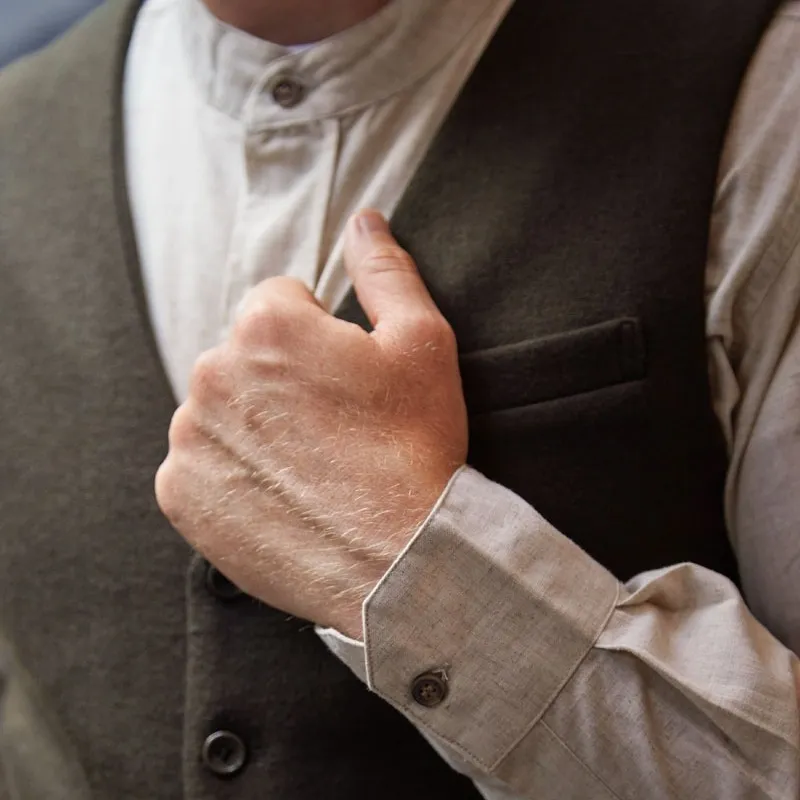 A40177 Color GREEN Buttoned Irish Wool Tweed Vest Chest Pocket Gaelsong