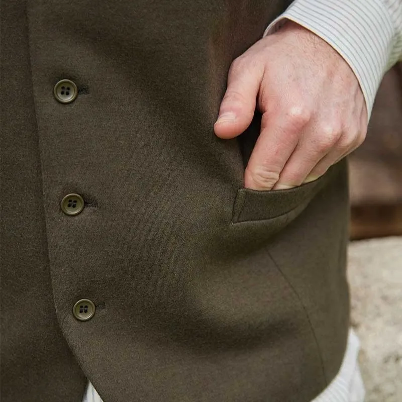 A40177 Color GREEN Buttoned Irish Wool Tweed Vest Front Pocket Gaelsong