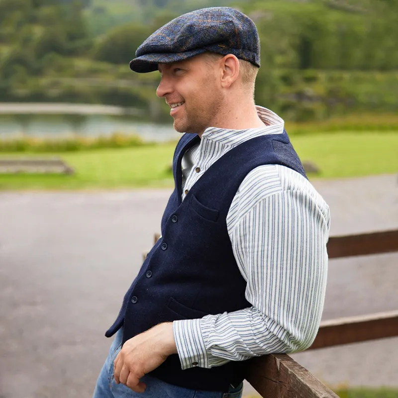 A40177 Color NAVY Buttoned Irish Wool Tweed Vest Lifestyle Gaelsong