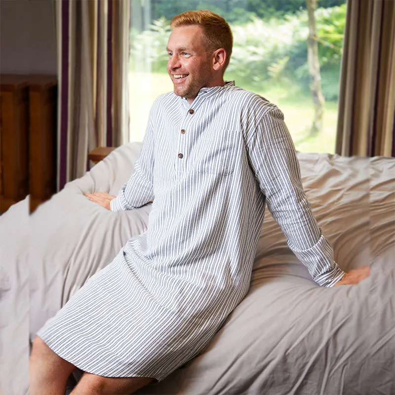 Striped Cotton Men's Flannel Nightshirt