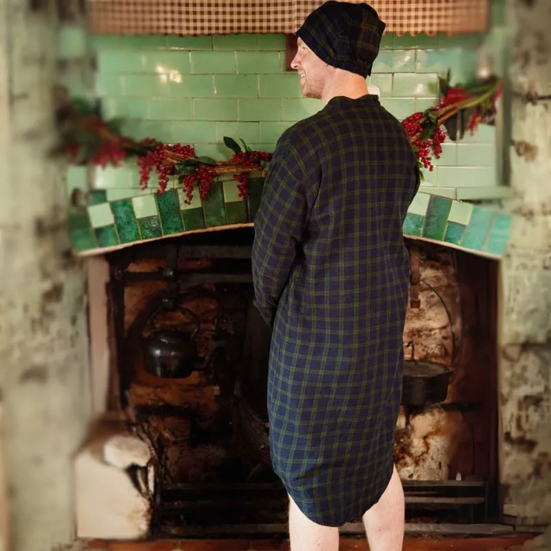 A60131 Scottish Tartan Designed Men's Flannel Nightshirt Lifestyle Back Side Gaelsong