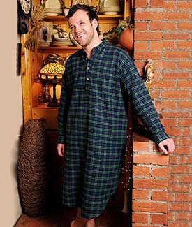 Scottish Tartan Designed Men's Flannel Nightshirt