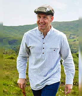 Ireland Flannel Cotton Striped Grandfather Shirt