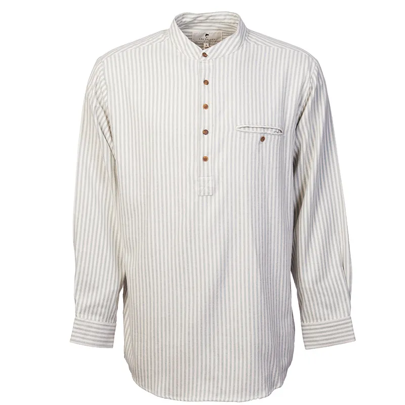 A60144 Ireland Flannel Cotton Striped Grandfather Shirt Studio Gaelsong 