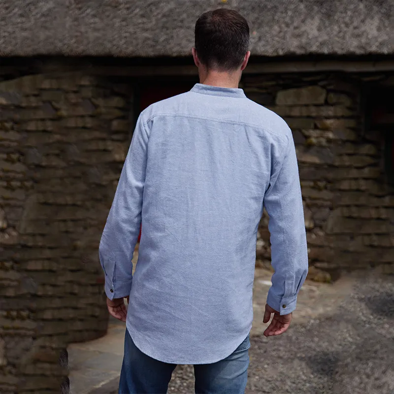  A60154 Grandfather Style Shirt Lightweight Cotton Lifestyle Back Side Gaelsong