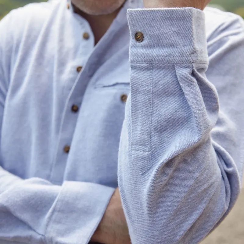  A60154 Grandfather Style Shirt Lightweight Cotton Closeup View Sleeve Gaelsong