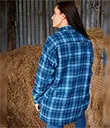 A60155 Women Douglas Clan Tartan Fleece Lined Shirt Lifestyle Back Side Gaelsong 