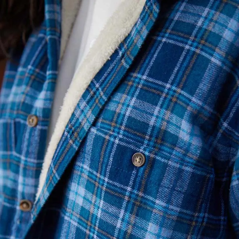 A60155 Women Douglas Clan Tartan Fleece Lined Shirt Closeup Chest Pocket View Gaelsong 