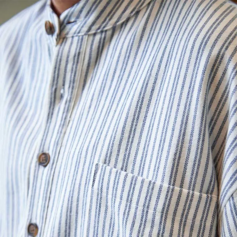 A60157 Women's Striped Irish Flannel Nightshirt Closeup Chest View Gaelsong