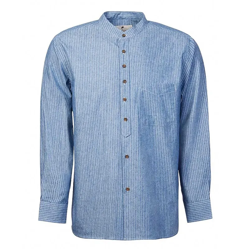 A60162 Blue Stripe Men's Irish Grandfather Shirt Studio Gaelsong