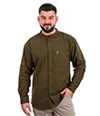 A60169 Men's Traditional Granddad Shirt in Brown