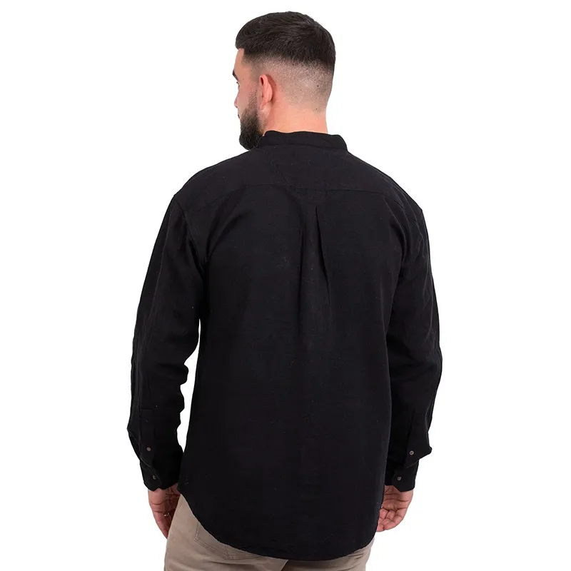 A60173 Irishman's Homespun Designed Granddad Shirt - Black Studio Back Side Gaelsong