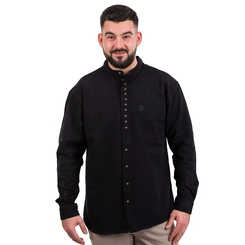 A60173 Irishman's Homespun Designed Granddad Shirt - Black Studio Gaelsong