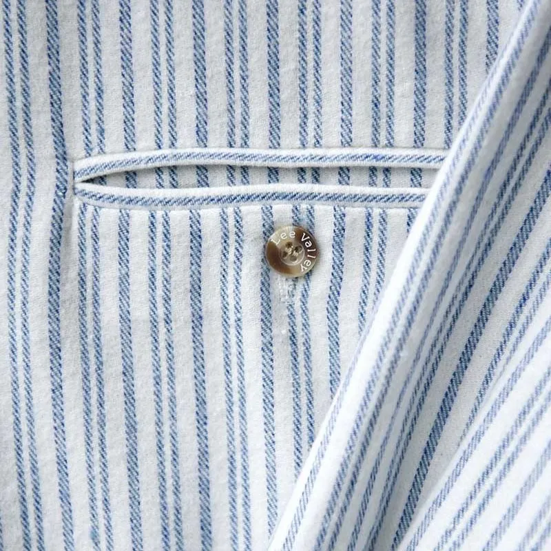 A60186 Striped Men's Irish Grandfather Shirt - Ivory Closeup View Stripes Gaelsong