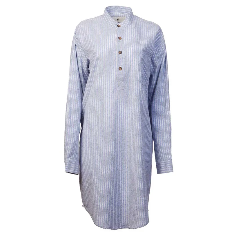 A60190 Women's Cotton Flannel Nightshirt - Blue Stripe Studio Gaelsong