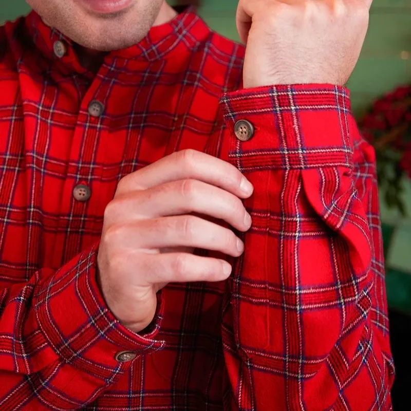 A60192 Men's Cotton Nightshirt - Royal Stewart Tartan Sleeve Closeup View Gaelsong