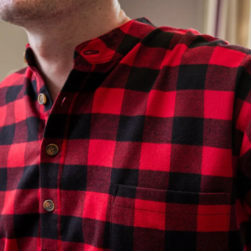 A60198 Men's Irish Grandfather Nightshirt - Red/Black Check Collar View Gaelsong